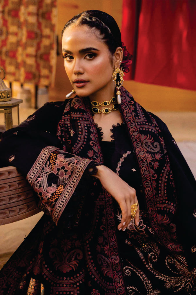 Nureh 3pc EMBROIDERED DHANAK with WOOL SHAWL Suit - Winter
