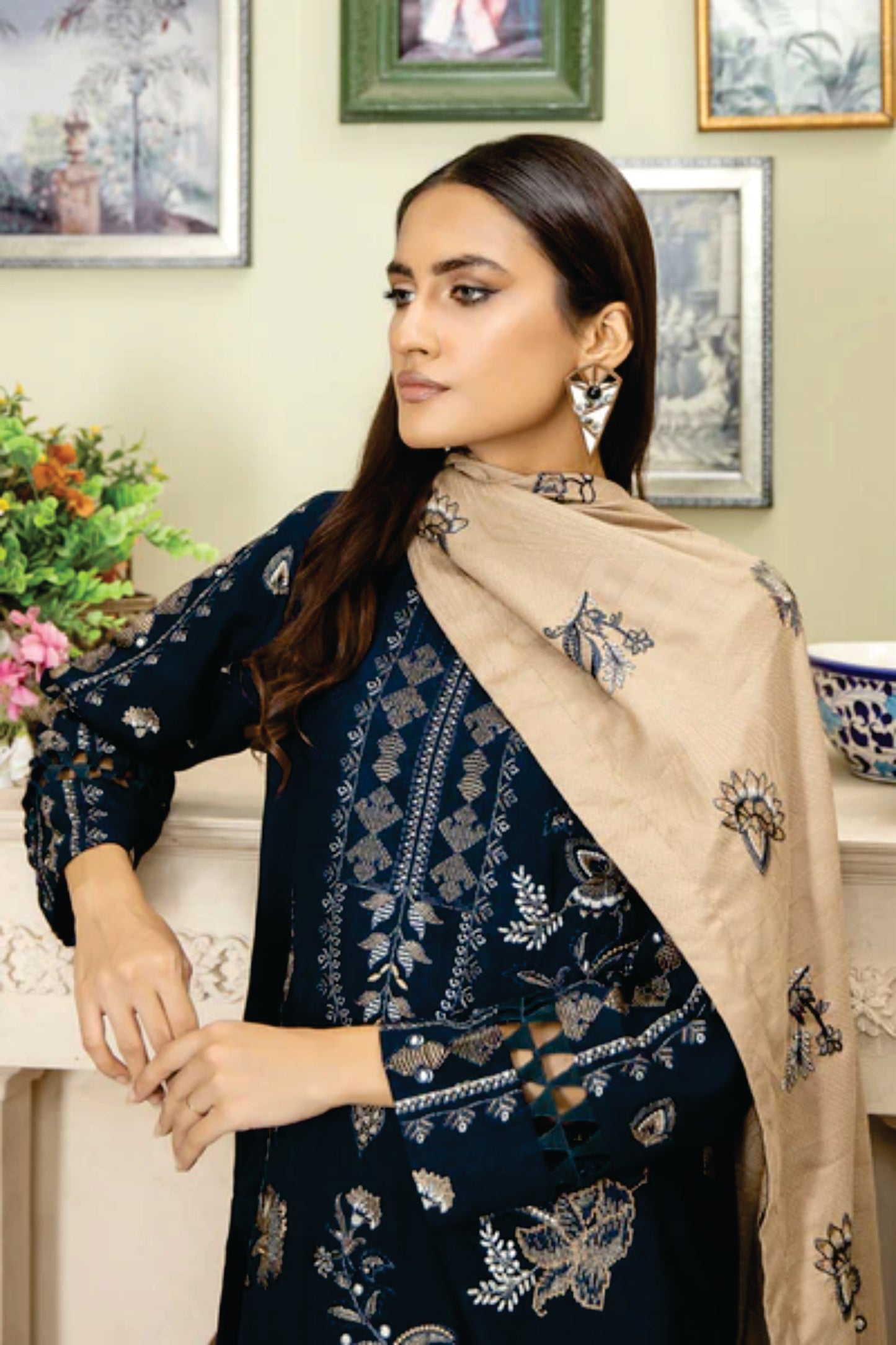 Wool Embroidered Collection by Marjjan MRW-475(NAVY BLUE)