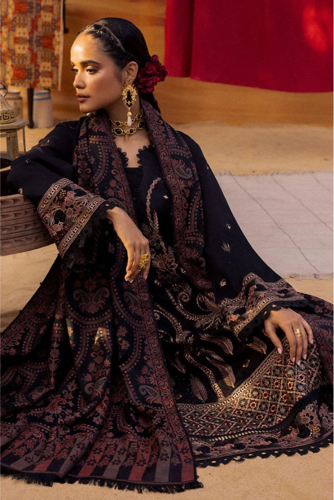 Nureh 3pc EMBROIDERED DHANAK with WOOL SHAWL Suit - Winter