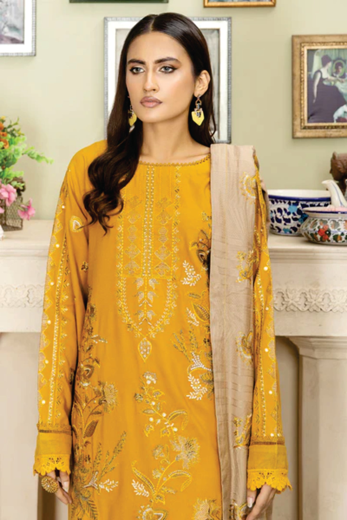 Wool Embroidered Collection by Marjjan MRW-475(MUSTARD)