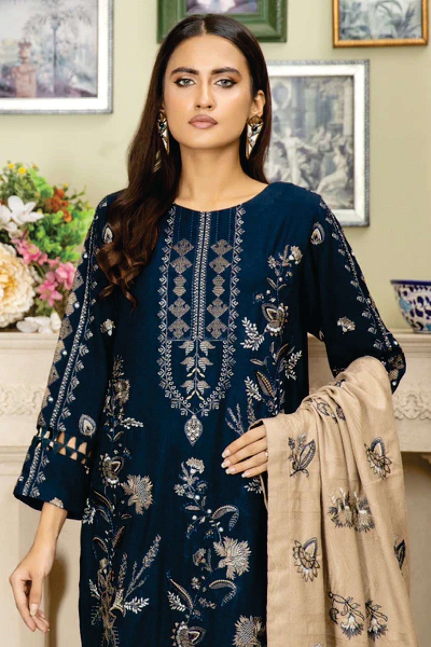 Wool Embroidered Collection by Marjjan MRW-475(NAVY BLUE)