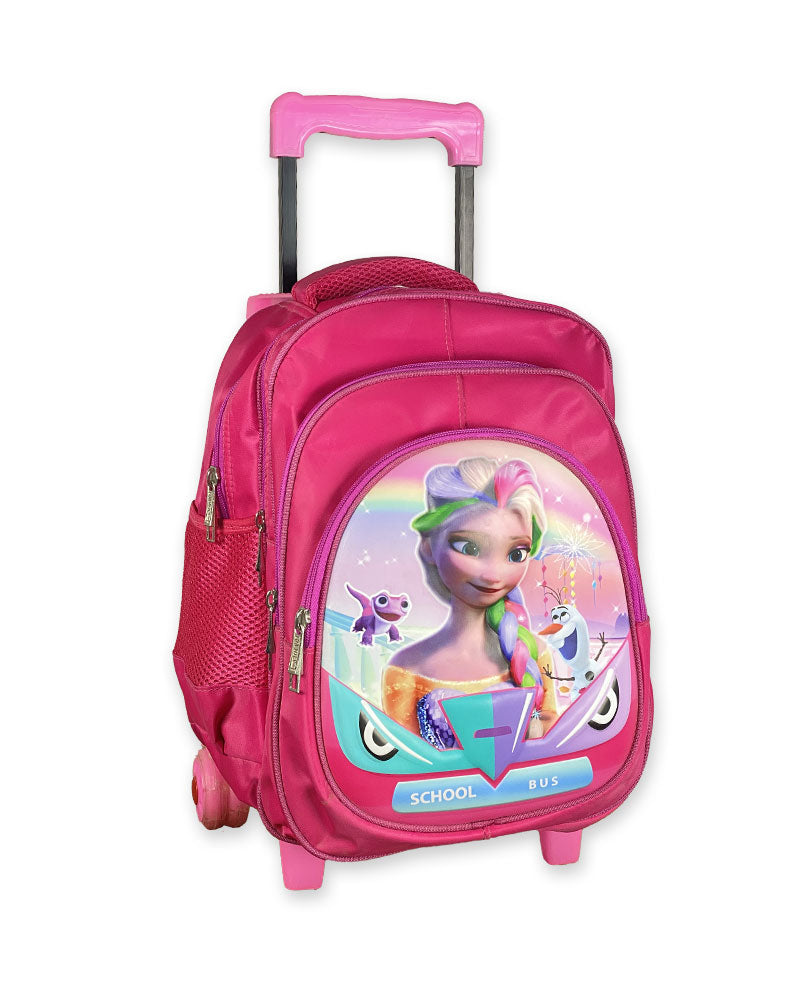 3D Print Pink Frozen Rolling School Backpack for Kids