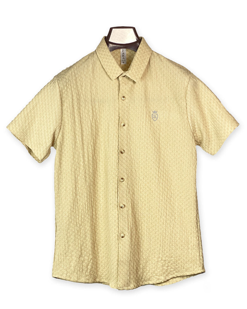 Men’s Light Skin Textured Short Sleeve Shirt – Casual Resort Style with a Modern Twist