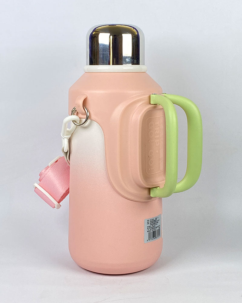 Cille Thermos Bottle with Cup and Strap
