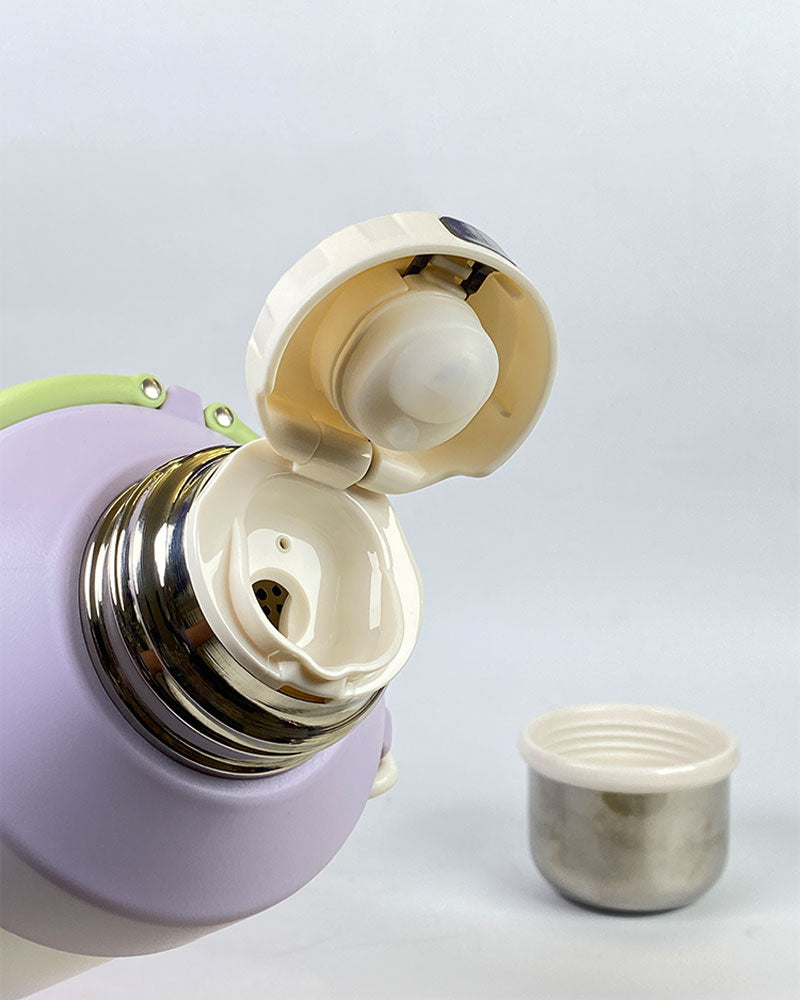 Cille Thermos Bottle with Cup and Strap