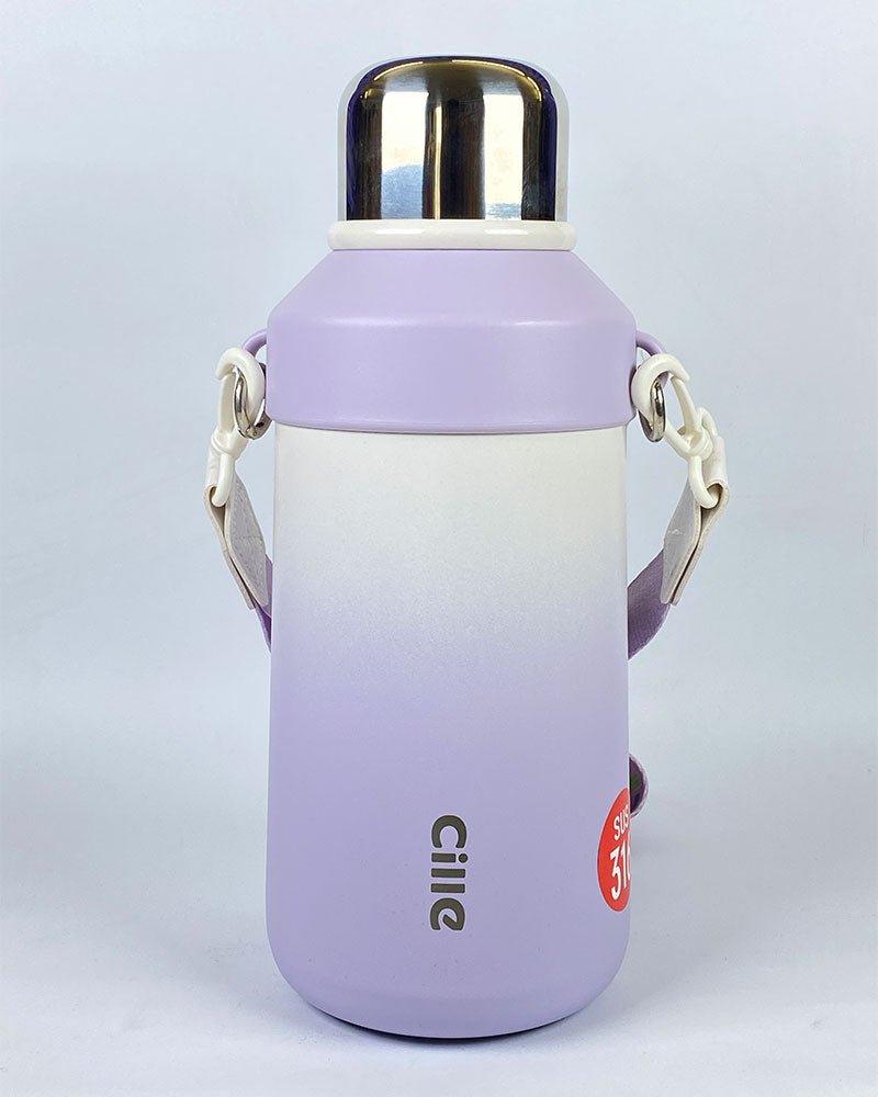 Cille Thermos Bottle with Cup and Strap