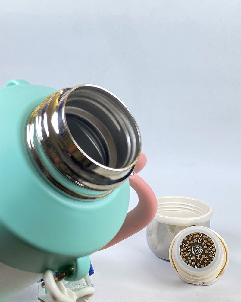 Cille Thermos Bottle with Cup and Strap