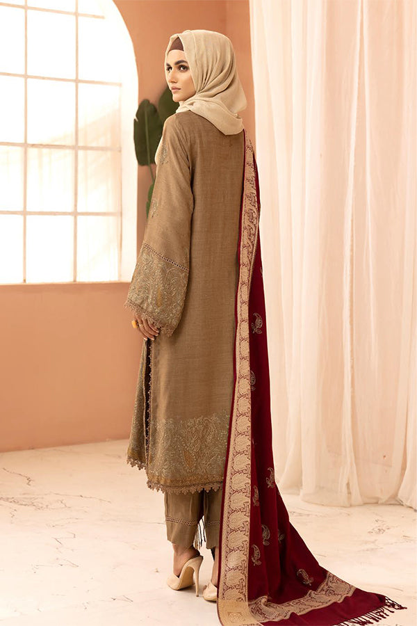 Gul e Zarki 3pc Embroidered Whool Touch Pashmina with Kingarri Shawl by Riaz art