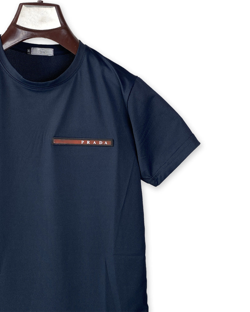 Prada Men’s Navy Blue Designer T-Shirt – Premium Style with Iconic Logo Detail