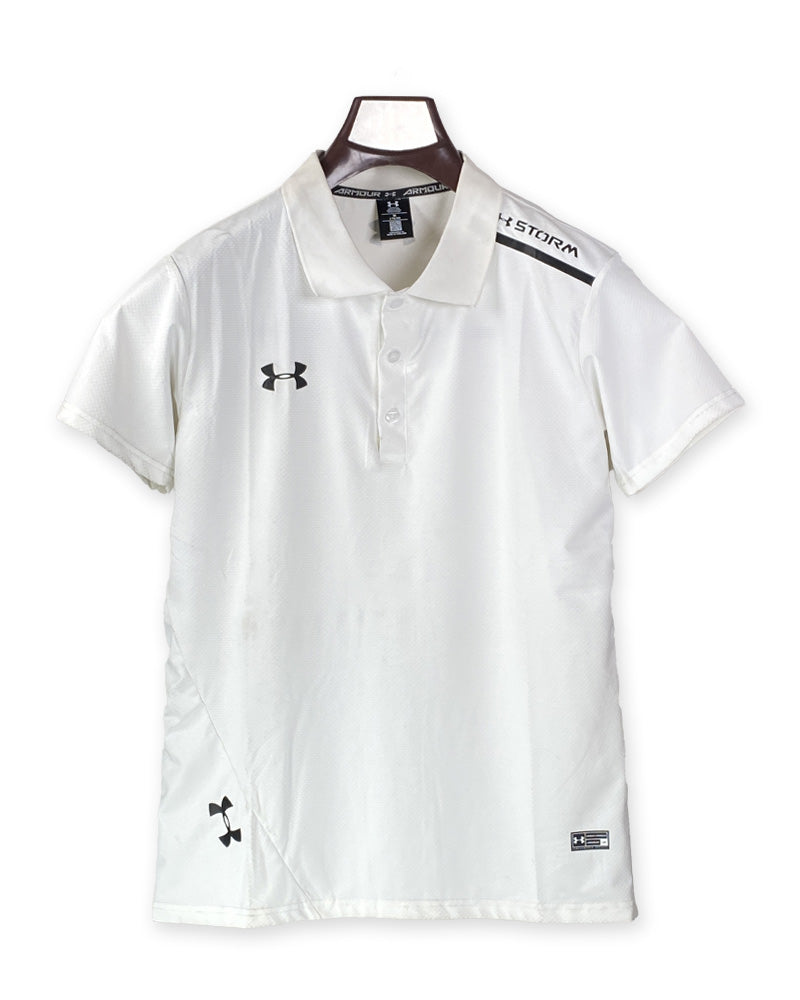 Under Armour Men's White Dri Fit Collar T-Shirt