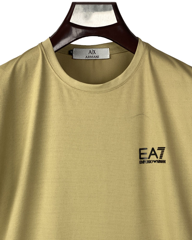 Men's Premium Skin Color Round Neck T-Shirt – EA7 Style Casual Wear