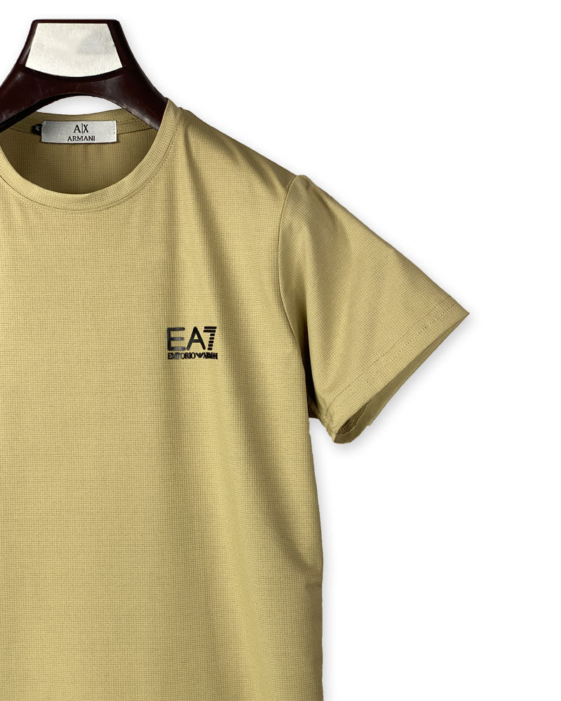 Men's Premium Skin Color Round Neck T-Shirt – EA7 Style Casual Wear