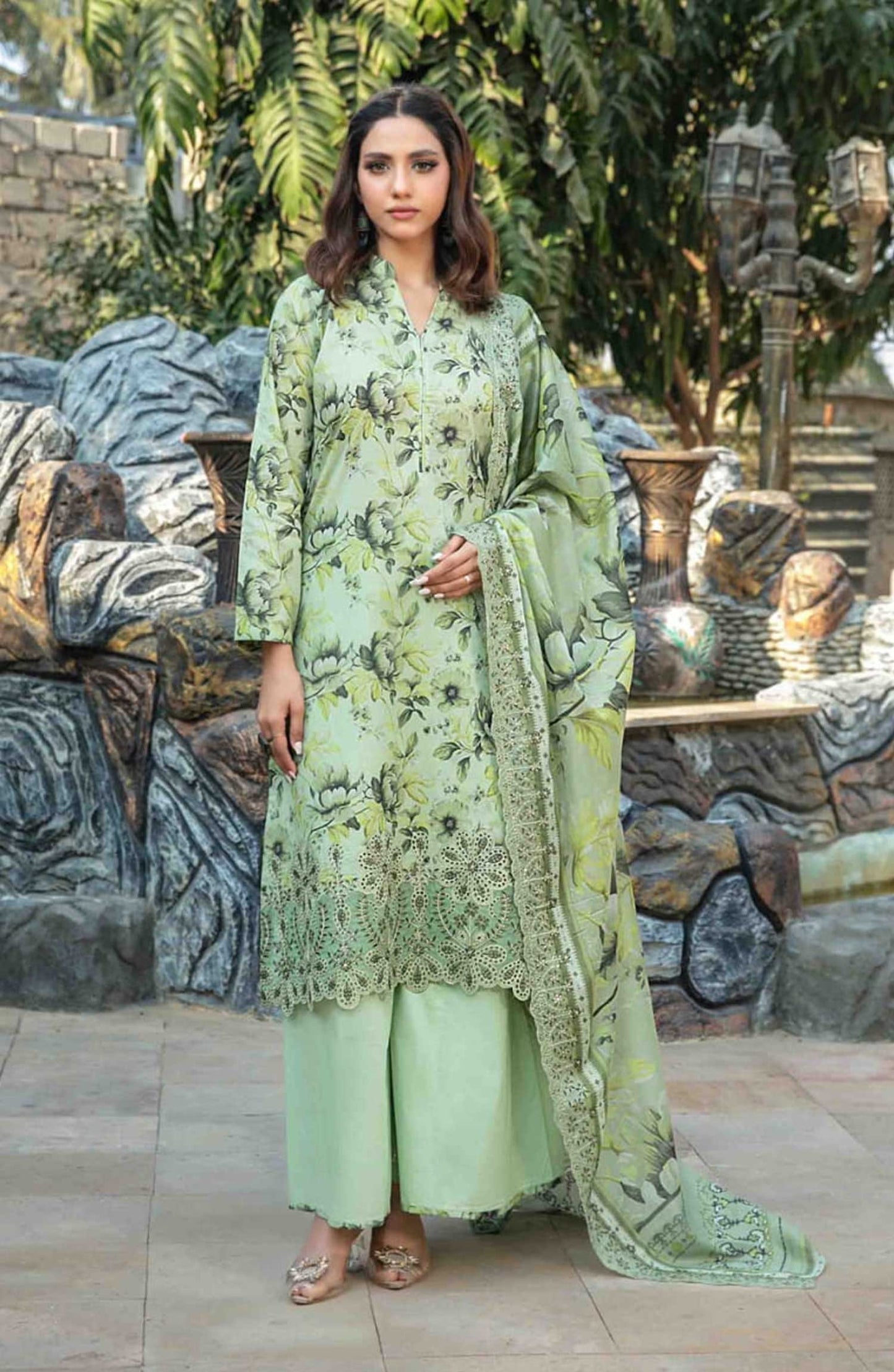 Tawakkal Digital Print Cutwork Dupatta - D1246