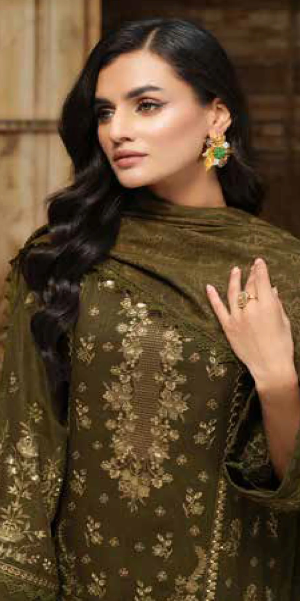 Tehzeeb Embroidered Leather Peach Collection With Embroidered Velvet Jacquard - Winter