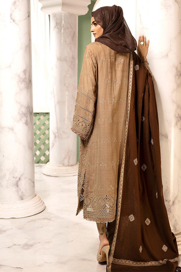 Gul e Zarki 3pc Embroidered Whool Touch Pashmina with Kingarri Shawl by Riaz art