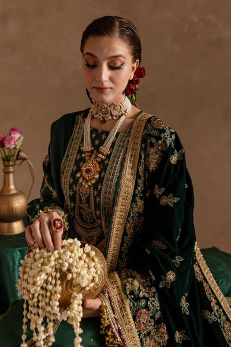 Marjjan Velvet Embroidered 3 Piece Suit - Winter