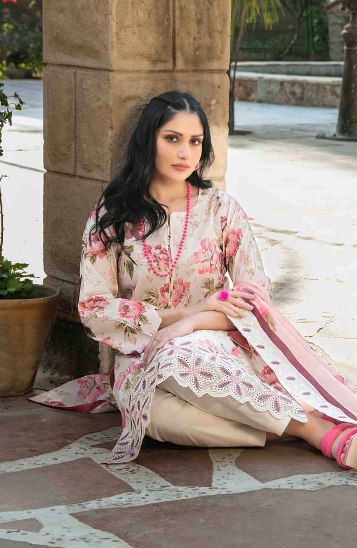 Tawakkal Digital Print Cutwork Dupatta - D1241