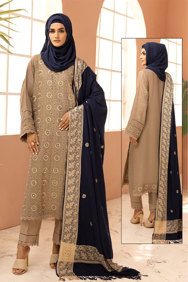 Gul e Zarki Embroidered Whool Touch Pashmina with Kingarri Shawl by Riaz art