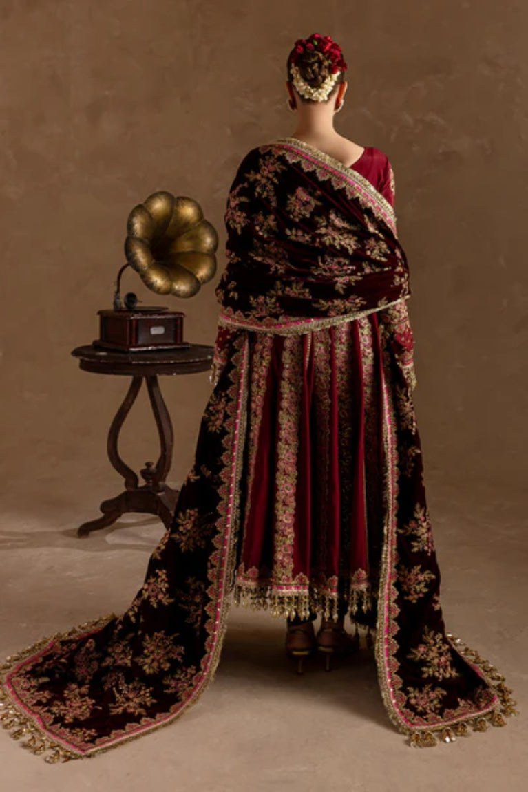 Marjjan Velvet Embroidered 3 Piece Suit - Winter