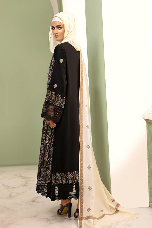 Gul e Zarki 3pc Embroidered Whool Touch Pashmina with Kingarri Shawl by Riaz art