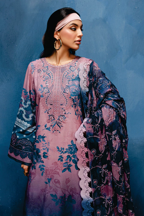 Nureh Embroidered Unstitched Printed Slub Linen Suit - Winter