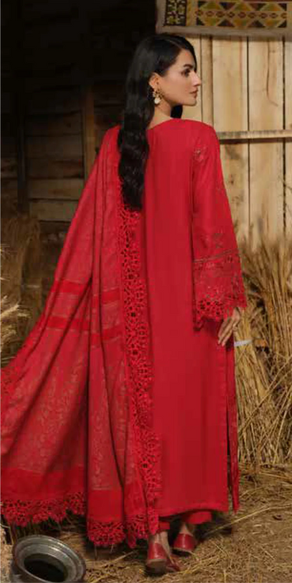Tehzeeb Embroidered Leather Peach Collection With Embroidered Velvet Jacquard - Winter