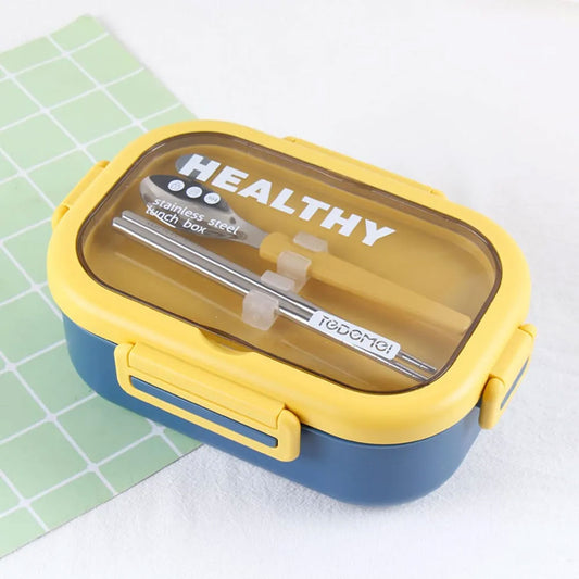 Healthy Stainless Steel Lunch Box  With Built-In Spoon & Chopsticks