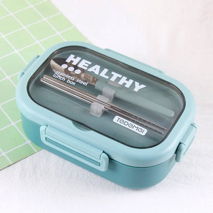 Healthy Stainless Steel Lunch Box  With Built-In Spoon & Chopsticks