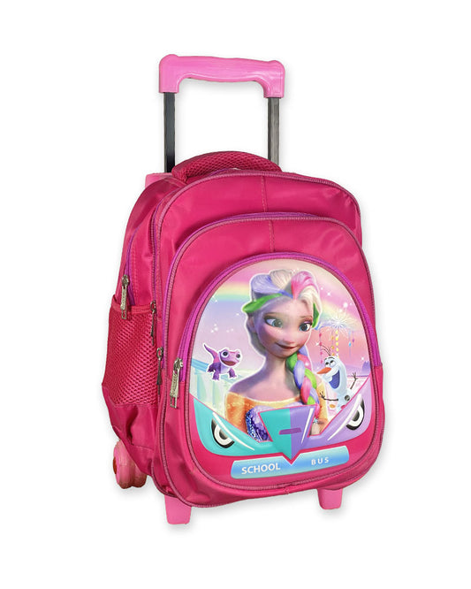 3D Print Pink Frozen Rolling School Backpack for Kids
