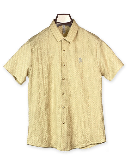 Men’s Light Skin Textured Short Sleeve Shirt – Casual Resort Style with a Modern Twist