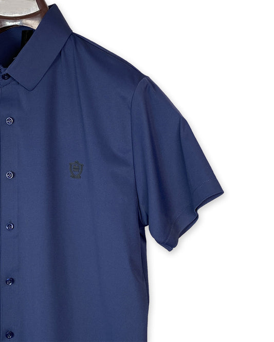 Summer Men Solid Color Short Sleeve Loose Single Breasted Casual Shirt