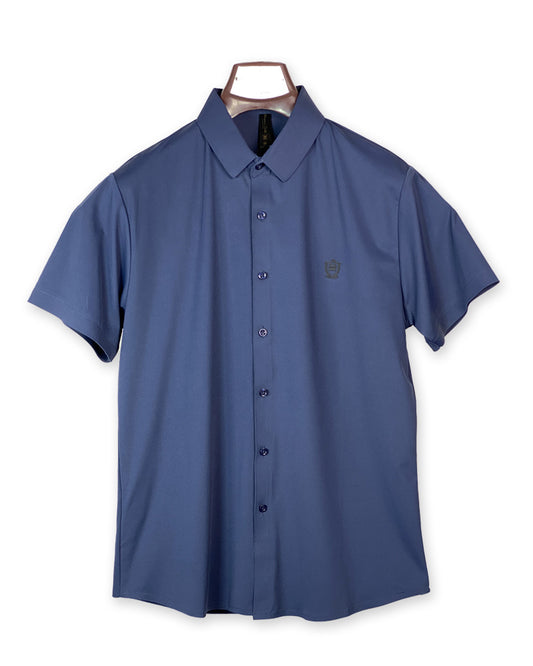 Summer Men Solid Color Short Sleeve Loose Single Breasted Casual Shirt