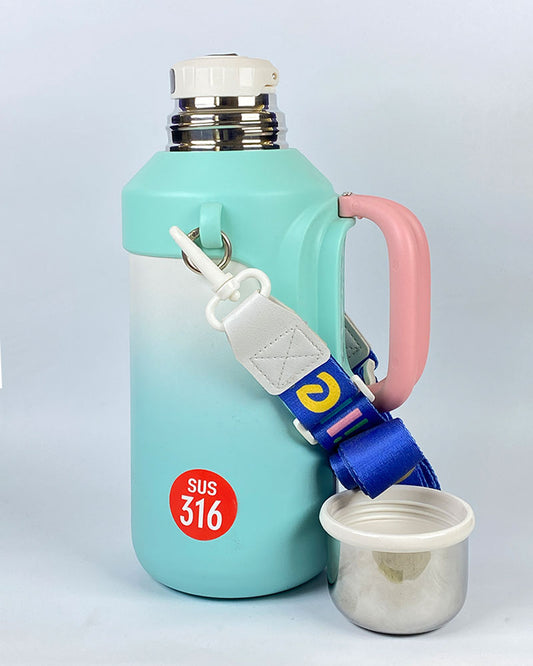 Cille Thermos Bottle with Cup and Strap