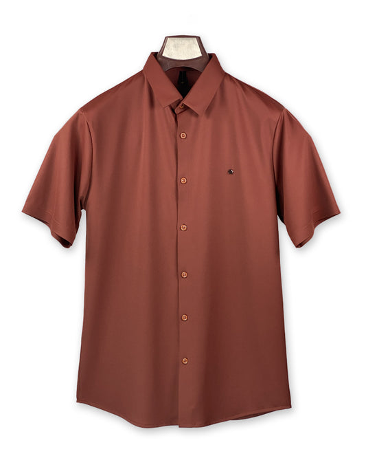 Summer Men Solid Color Short Sleeve Loose Single Breasted Casual Shirt