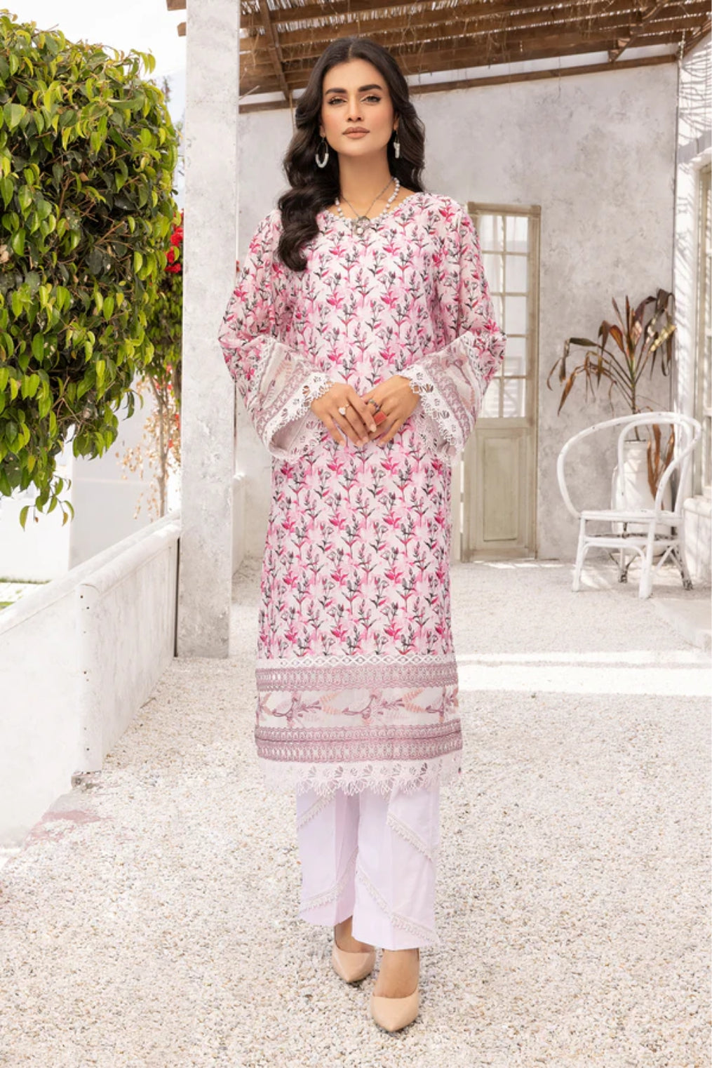 Ladies 2 Piece Embroidered Printed Lawn Suit by Johra