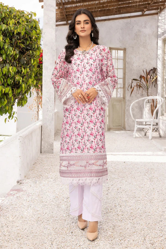 Ladies 2 Piece Embroidered Printed Lawn Suit by Johra