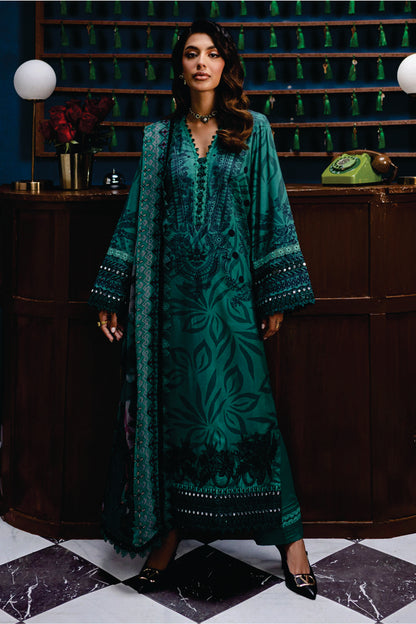 Nureh Embroidered Unstitched Printed Slub Linen Suit - Winter