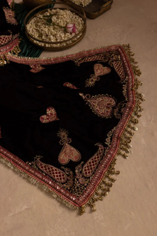 Marjjan Velvet Embroidered 3 Piece Suit - Winter
