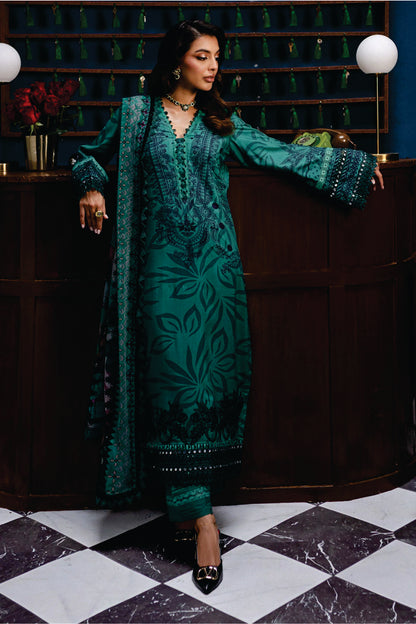 Nureh Embroidered Unstitched Printed Slub Linen Suit - Winter