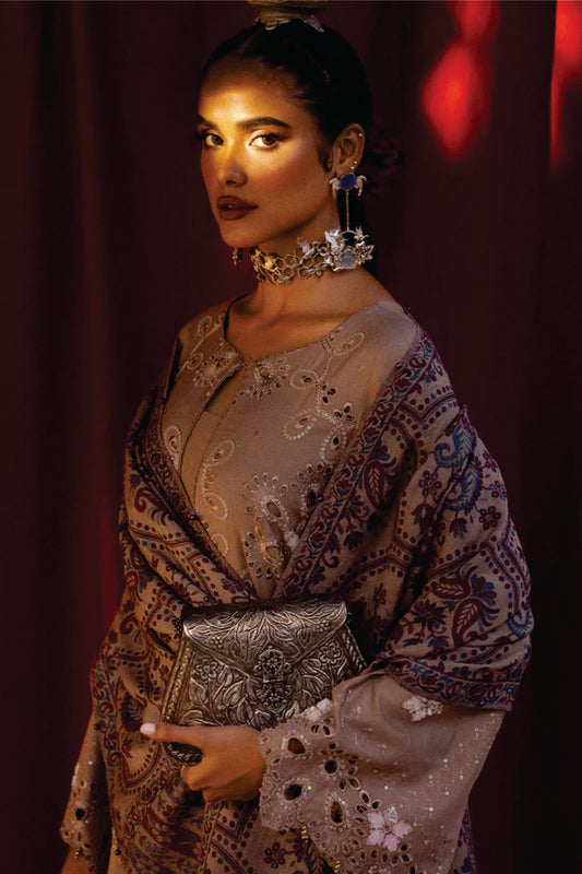 Nureh 3pc EMBROIDERED DHANAK with WOOL SHAWL Suit - Winter