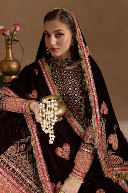 Marjjan Velvet Embroidered 3 Piece Suit - Winter