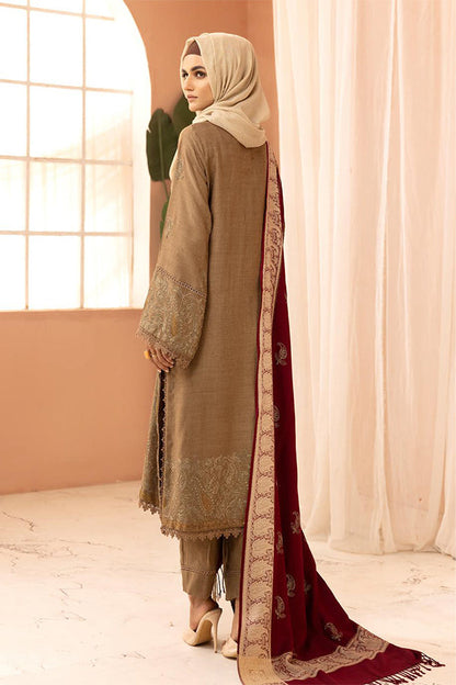 Gul e Zarki 3pc Embroidered Whool Touch Pashmina with Kingarri Shawl by Riaz art