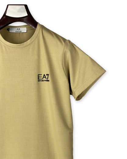 Men's Premium Skin Color Round Neck T-Shirt – EA7 Style Casual Wear