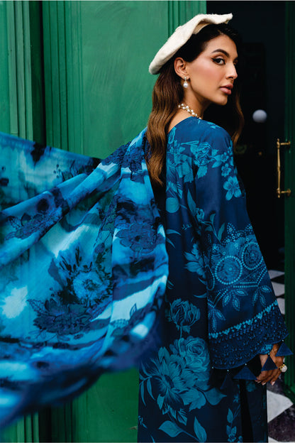 Nureh Embroidered Unstitched Printed Slub Linen Suit - Winter
