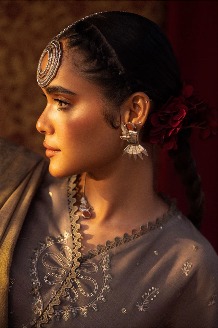 Nureh 3pc EMBROIDERED DHANAK with WOOL SHAWL Suit - Winter