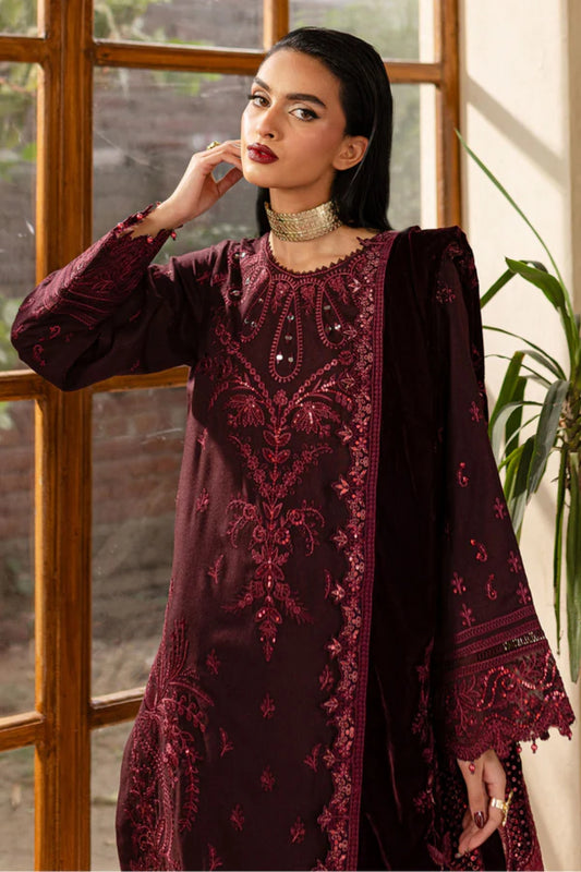 NUREH UNSTITCHED VELVET SHAWL SUIT - WINTER