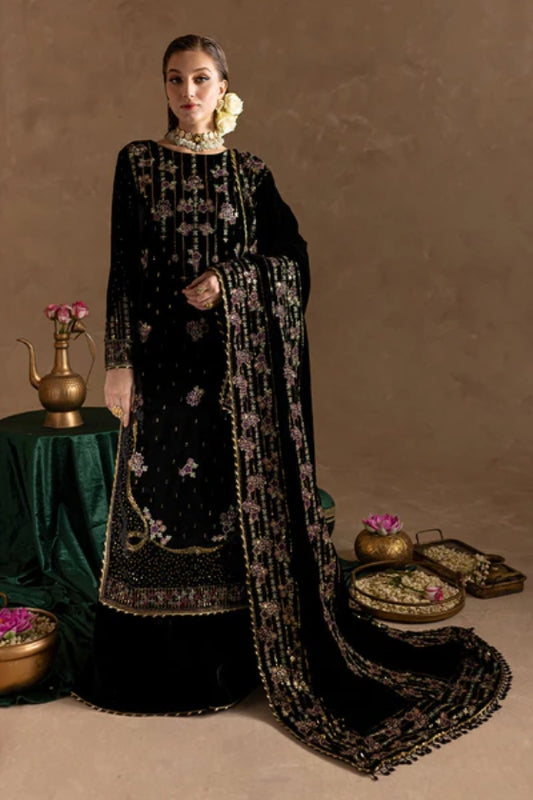 Marjjan Velvet Embroidered 3 Piece Suit - Winter
