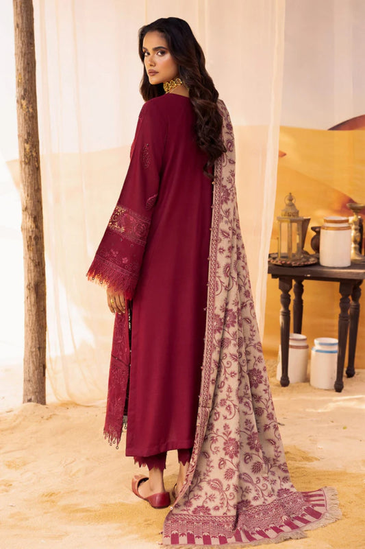 Nureh 3pc EMBROIDERED DHANAK with WOOL SHAWL Suit - Winter