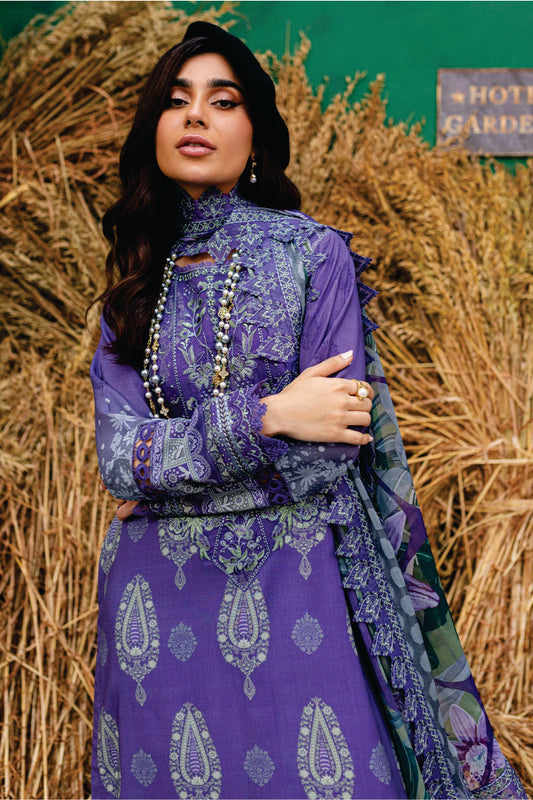 Nureh Embroidered Unstitched Printed Slub Linen Suit - Winter