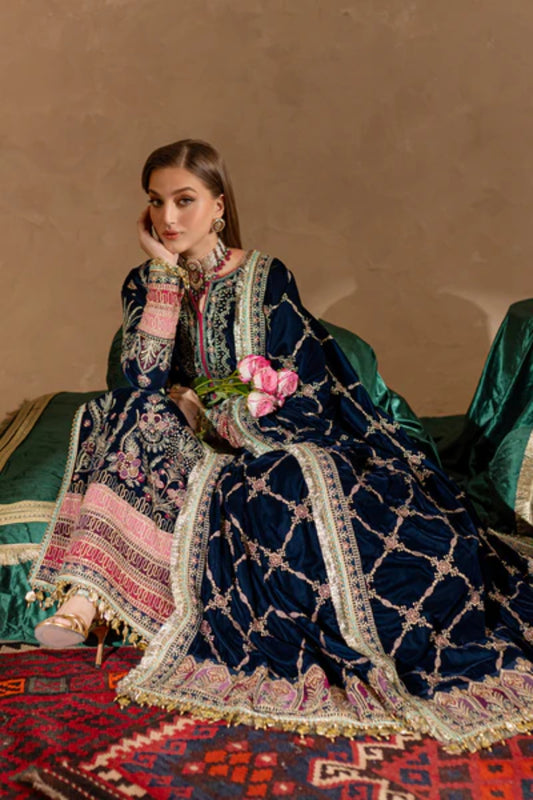 Marjjan Velvet Embroidered 3 Piece Suit - Winter